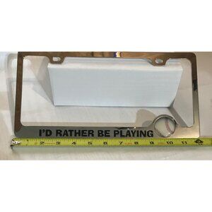 Licence Plate Frame Baseball Themed Chrome I'd Rather Be Playing Baseball Fan